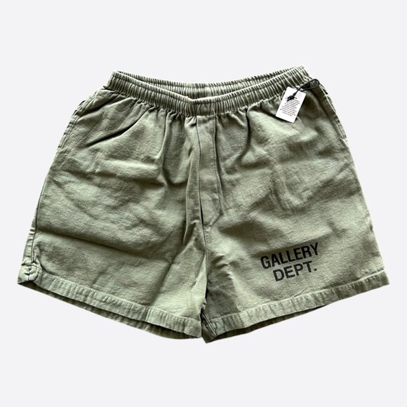 Gallery Dept Olive & Black Logo Zuma Shorts - Picture 1 of 4